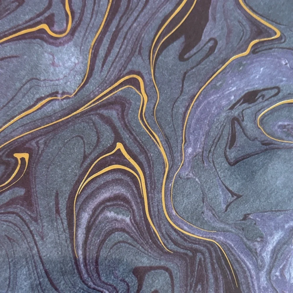 Midnight Blue and Gold Geode Marble Patterned Notecard Set of 10 NWT PS